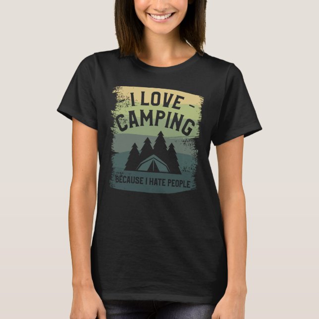 Camiseta Eu Adoro Acampar Porque Odeio Pessoas Bicicletas (Frente)