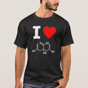Camiseta Eu adoro ácido cítrico Skincare Ingredientes Quími