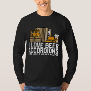Camiseta Eu Adoro Acordeões De Cerveja E Outras Três Abelha