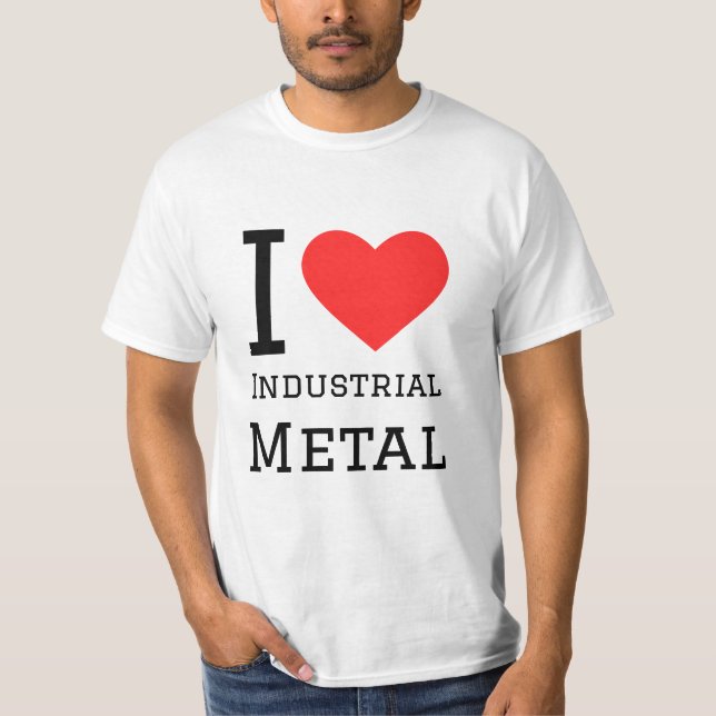 Camiseta Eu adoro adesivo de metal industrial (Frente)