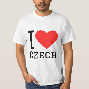 Camiseta Eu adoro adesivo quadrado checo