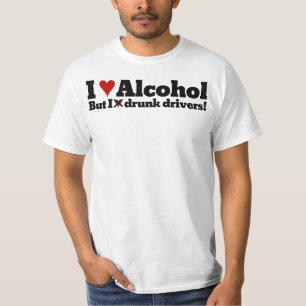 Camiseta Eu adoro álcool bebendo mas odeio motoristas bebad
