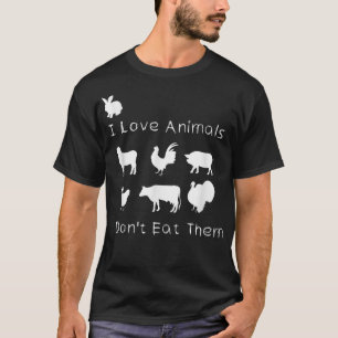 Camiseta Eu adoro animais que não os como, vegetariano engr