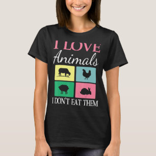 Camiseta Eu adoro animais vaqueiros frango coelho de ovelha