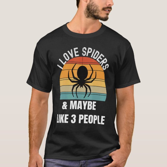Camiseta Eu adoro aranhas talvez como 3 pessoas (Frente)