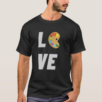 Camiseta Eu adoro Arte Pincel Colorida Pintor Engraçado Pre