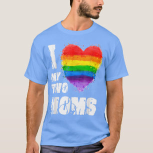Camiseta Eu adoro as minhas duas Mães LGBT Gay Lbian
