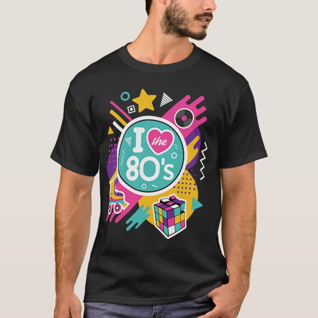 Camiseta Eu adoro as roupas dos anos 80 para mulheres e hom (Frente)