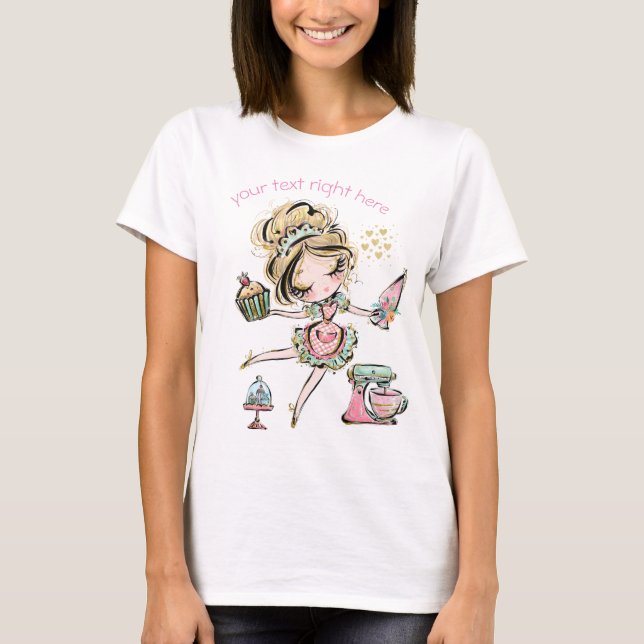 Camiseta Eu adoro assar, amante de cupcake, (Frente)