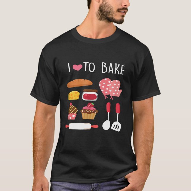 Camiseta Eu Adoro Assar Engraçada Baker Fazendo Bolas De Bo (Frente)