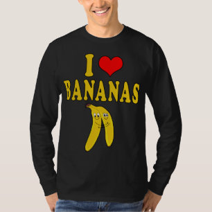 Camiseta Eu Adoro Bananas Engraçadas Costume Vegan