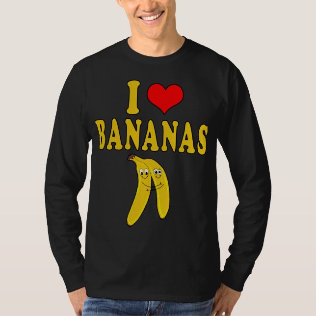 Camiseta Eu Adoro Bananas Engraçadas Costume Vegan (Frente)