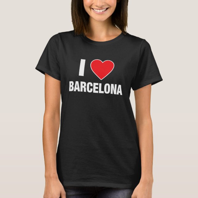 Camiseta Eu adoro BARCELONA City em Espanha com Red Love He (Frente)