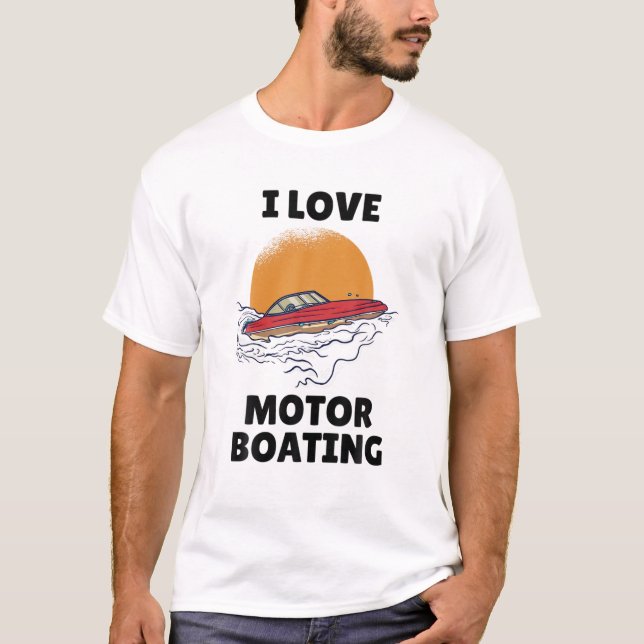 Camiseta Eu Adoro Barco Motor I Hearting Motorboating Funny (Frente)