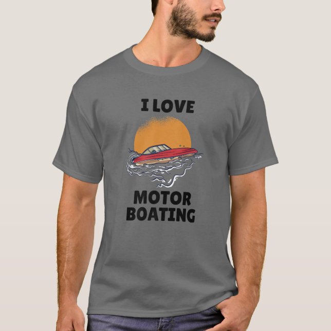 Camiseta Eu Adoro Barco Motor I Hearting Motorboating Funny (Frente)