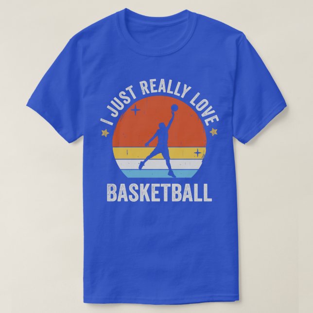 Camiseta Eu adoro basquete 0s Retro Vint (Frente do Design)