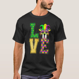 Camiseta Eu Adoro Bernard Dog Mardi Gras Mask Engraçado