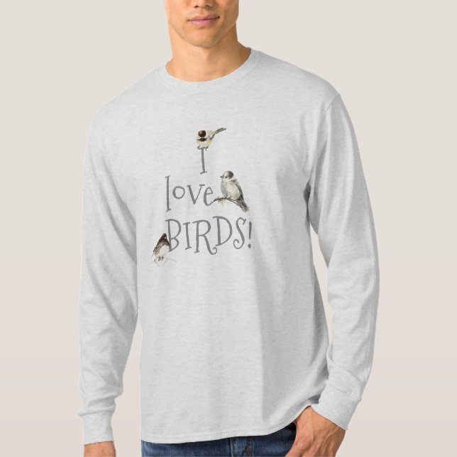 Camiseta Eu adoro Birds Birding Cote Observadores de Aves (Frente)