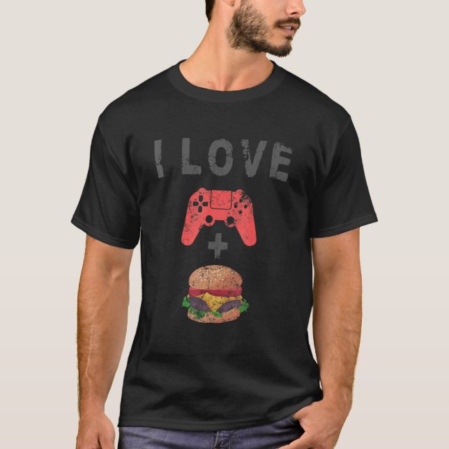 Camiseta Eu Adoro Burger E Gaming Retro Cheeseburger Gamer (Frente)