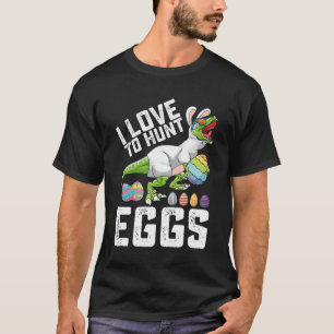 Camiseta Eu Adoro Caçar Ovos Dinossauro de Páscoa T Rex