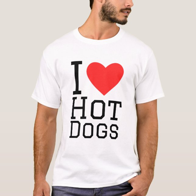 Camiseta Eu adoro cachorros-quentes (Frente)