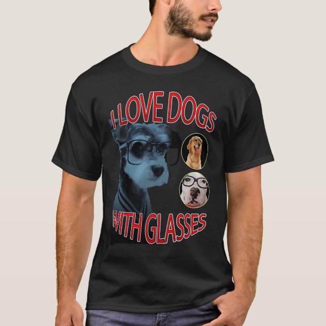 Camiseta Eu Adoro Cães Com Óculos (Frente)