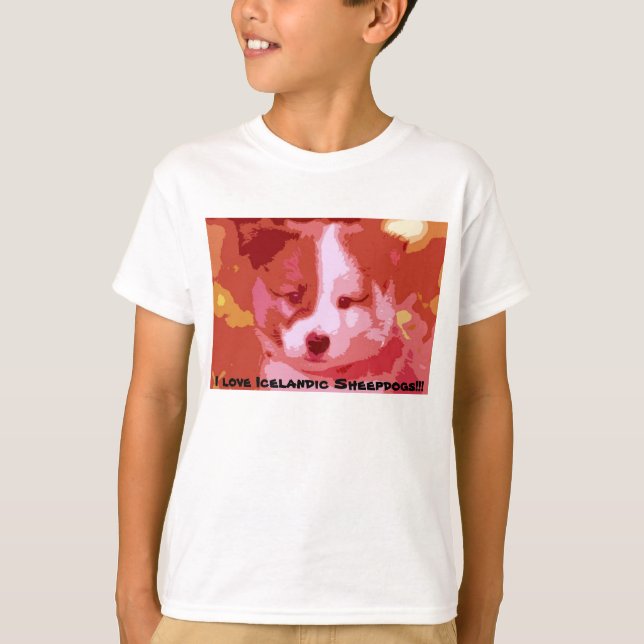 Camiseta Eu adoro cães-pastor islandeses (Frente)