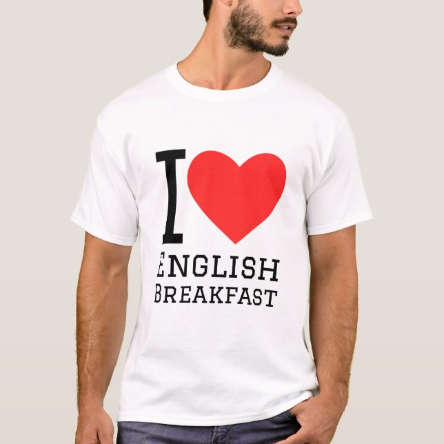Camiseta Eu adoro café da manhã em inglês (Frente)