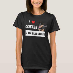Camiseta Eu Adoro Café E Meu Cachorro Azul Mãe Pai Pet P