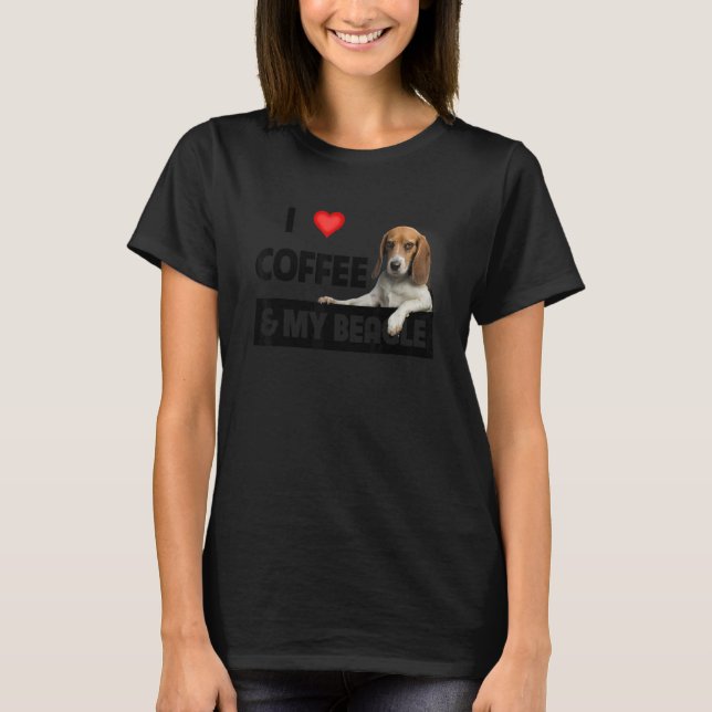 Camiseta Eu Adoro Café E Meu Cachorro-Beagle Mãe Pai Pet Pa (Frente)