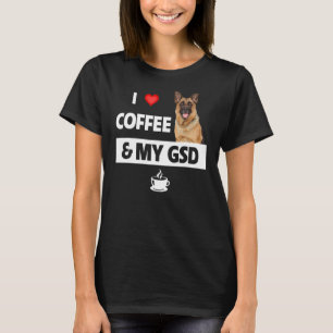 Camiseta Eu Adoro Café E Meu Cachorro German shepherd De Gs