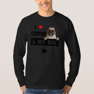 Camiseta Eu Adoro Café E Meu Pug Mãe Pai Salvamento De Anim