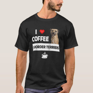 Camiseta Eu adoro café e terror de borda Cachorros Mãe Pai 