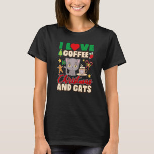 Camiseta Eu adoro café Natal e gatos Gatos Xams 3