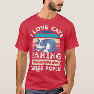 Camiseta Eu adoro Cats Baking e três Pessoas 1962