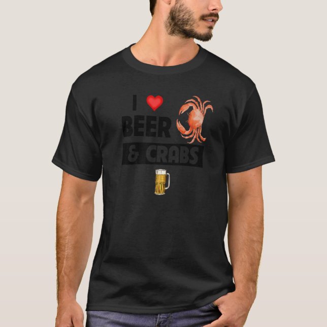 Camiseta Eu adoro cerveja e caranguejos Bebendos Oceanos Ma (Frente)