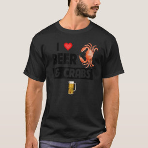 Camiseta Eu adoro cerveja e caranguejos Bebendos Oceanos Ma