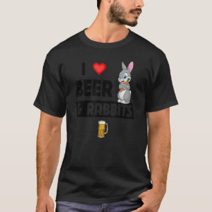 Camiseta Eu adoro cerveja e coelhos Bebendo coca