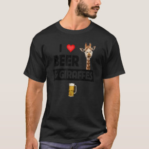 Camiseta Eu adoro cerveja e girafas Bebendo Glass Safari An