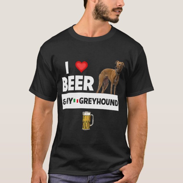 Camiseta Eu adoro cerveja e meu cão galinheiro italiano mãe (Frente)