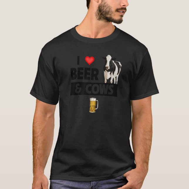 Camiseta Eu adoro cerveja e vacas cultivando anima-Fazenda  (Frente)