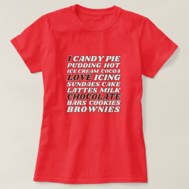 Camiseta Eu adoro chocolate com todo o texto branco