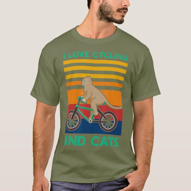 Camiseta Eu Adoro Ciclismo E Ciclo De Bicicleta De Gatos (Frente)