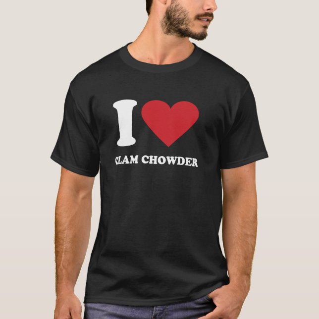 Camiseta Eu adoro CLAM CHOWDER I Heart CLAM CHOWDER (Frente)