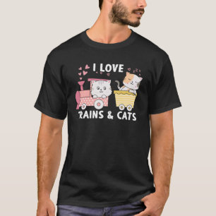 Camiseta Eu Adoro Comboios E Gatos Treinando Com Gatos Gafa