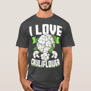 Camiseta Eu adoro Comida de couve-flor de legumes brancos