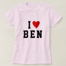 Camiseta Eu adoro coração 3 letras negrito personalizado no