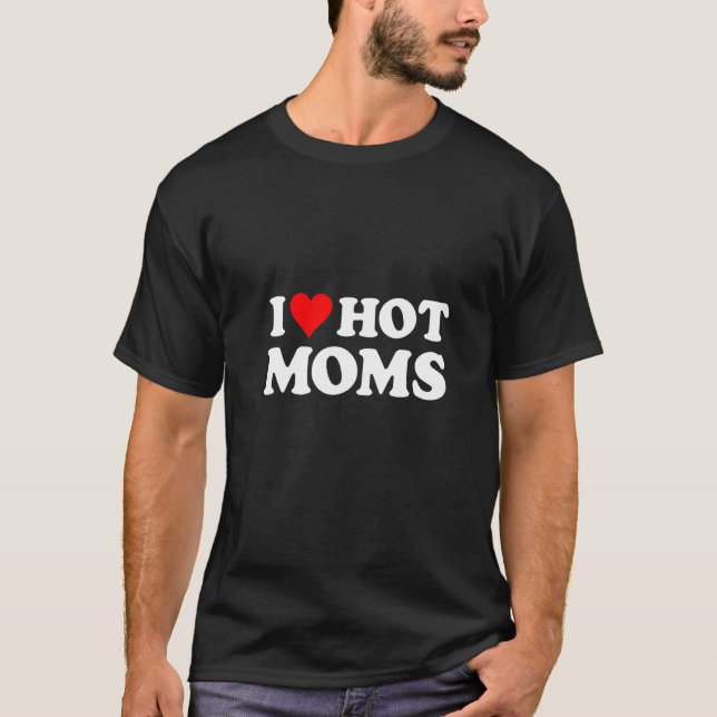 Camiseta Eu Adoro Coração Vermelho Quente Mães Dizendo (Frente)