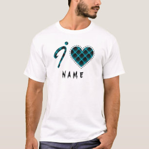 Camiseta Eu adoro... Coração, xadrez