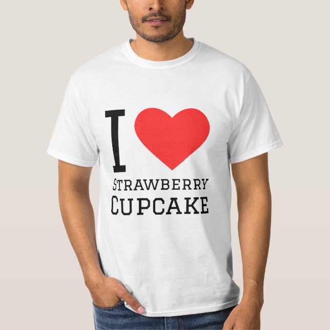 Camiseta Eu adoro cupcake de morango (Frente)